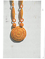 Necklace with disk, Beeswax, yellow straw, Songhay